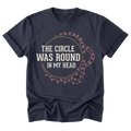 A navy blue everyday tee featuring the The Circle Was Round in My Head design on the front by Barnarchy.
